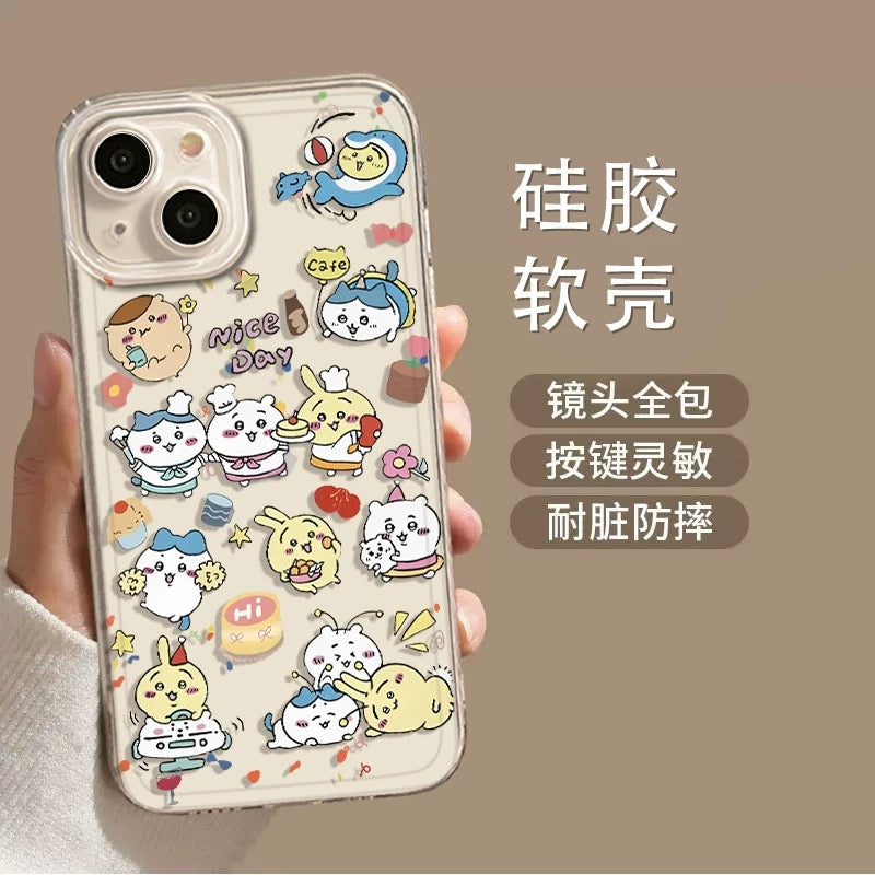 Japanese Cartoon Chiikawa Black Clear Case | Nice Day Black Clear - iPhone Case PLUS SE2 XS XR X 11 12 13 14 15 16 16e 17 17e Pro Promax 12mini 13mini
