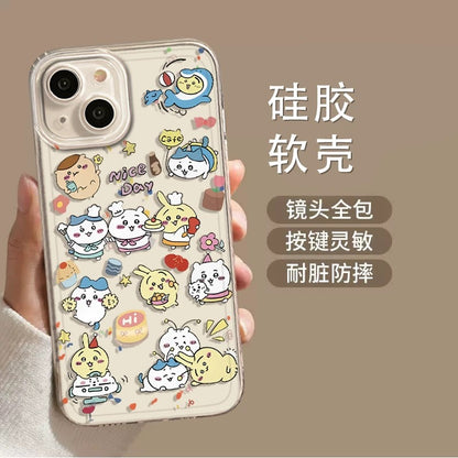 Japanese Cartoon Chiikawa Black Clear Case | Nice Day Black Clear - iPhone Case PLUS SE2 XS XR X 11 12 13 14 15 16 16e 17 17e Pro Promax 12mini 13mini