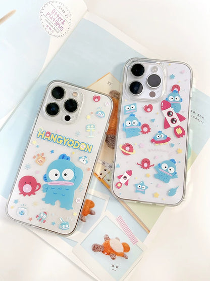 Japanese Cartoon Hangyodon | Say Hi & Rocket iPhone Case 12 13 14 15 Pro Promax Plus mini