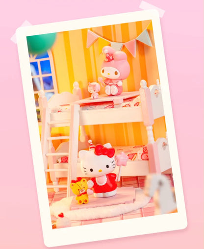 Sanrio Characters Cute Happy Party with Box Series | Hello Kitty My Melody Piano Kuromi Cinnamoroll Pompompurin Pochacco Hangyodon - Kawaii Decoration Collectable Toys Toy Collection