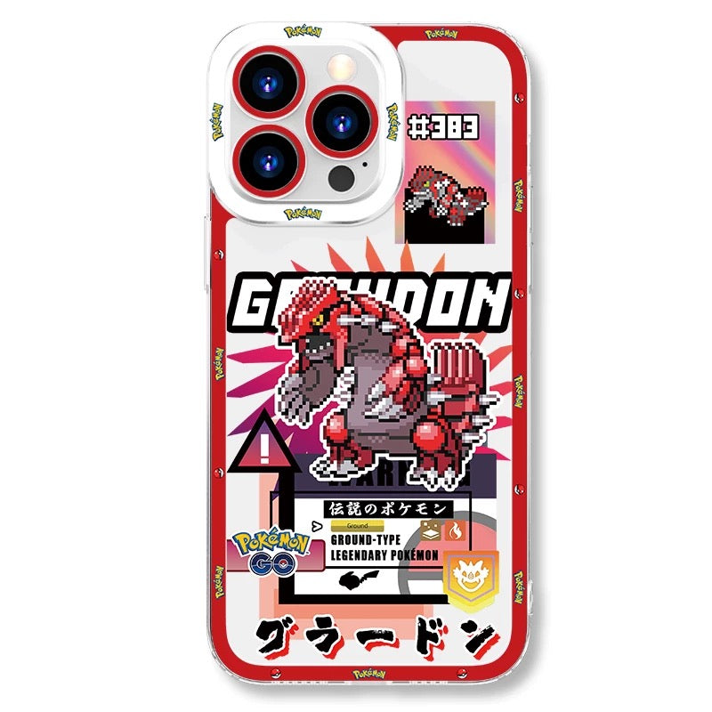 Japan Cartoon Pokemon Game Pixel Version | Ho-Oh Lugia Groudon Kyogre Entei Suicune Raikou Yveltal - iPhone Case PLUS SE2 XS XR X 11 12 13 14 15 16 16e 17 17e Pro Promax 12mini 13mini
