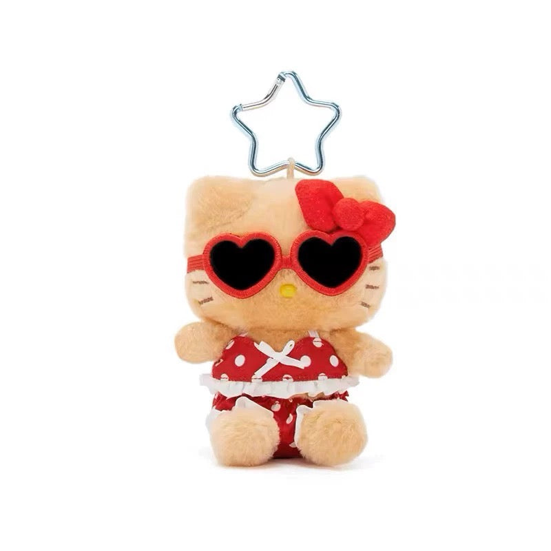 Japan Sanrio Sea Island Holiday | Hello Kitty My Melody Kuromi Cinnamoroll Pochacco - Mini Plush Doll keychain - KawaiiGiftLand