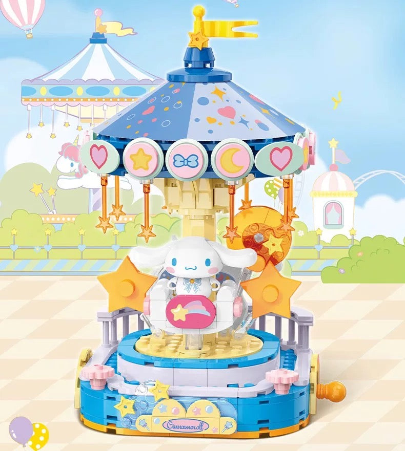 Top Toy x Sanrio Colorful Amusement Park Fair Rides | Cinnamoroll Happy Merry Go Round Carousel - Building Blocks Toy Collections