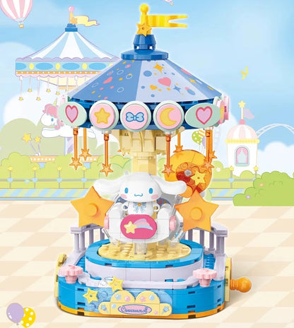Top Toy x Sanrio Colorful Amusement Park Fair Rides | Cinnamoroll Happy Merry Go Round Carousel - Building Blocks Toy Collections