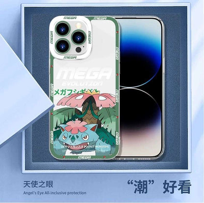 Japan Cartoon Pokemon Mega Evolution | Lucario - iPhone Case 6 7 8 PLUS SE2 XS XR X 11 12 13 14 15 16 16e Pro Promax 12mini 13mini