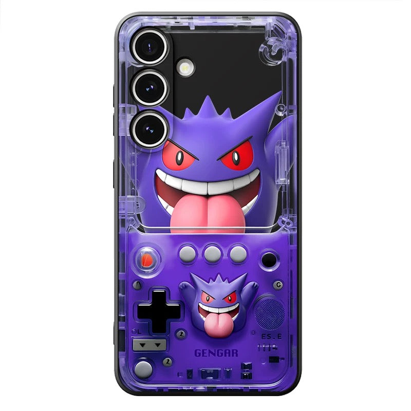 Japan Cartoon Pokemon Fun 3D Print Game Console Version Colour Silicon Case | Pikachu Bulbasaur Squirtle Charmander Psyduck Jigglypuff Eevee Gengar - Phone Case Samsung Galaxy S26 S25 S24 S23 S22 S21 FE Ultra Edge
