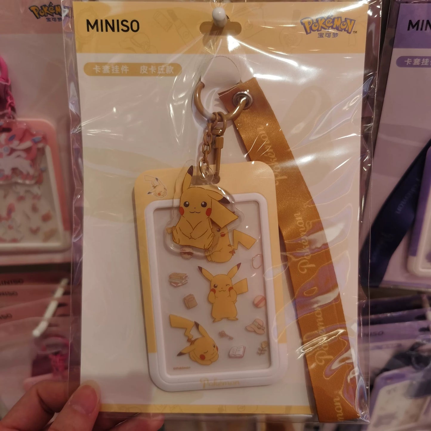 Pokemon X Miniso Card Badge Holder with Keychain | Pikachu Sylveon Gengar Piplup Rowlet - Anime Collectable Kawaii Item