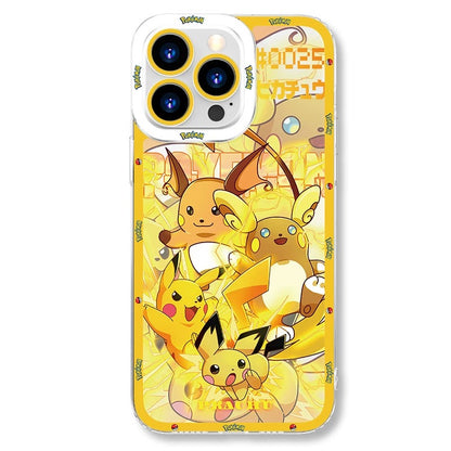 Japan Cartoon Pokemon Evolution Drawing Version | Pikachu Gengar Squartle - iPhone Case PLUS SE2 XS XR X 11 12 13 14 15 16 16e 17 17e Pro Promax 12mini 13mini