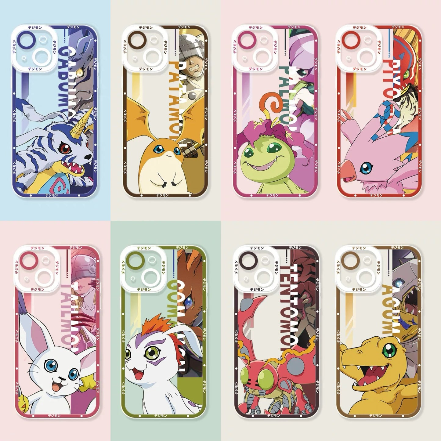 Anime Digimon Digital Monster Version 2 | Gabumon Patamon Palmon Piyomon Tailmon Gomamon Tentomon Agumon - iPhone Case PLUS SE2 XS XR X 11 12 13 14 15 16 16e 17 17e Pro Promax 12mini 13mini