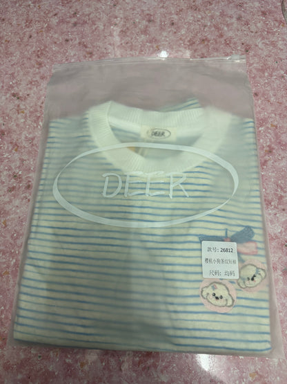 Korean Fashion Cute Animals Style T-Shirt Series | Cherry White Puppy - Kawaii Fashion Items