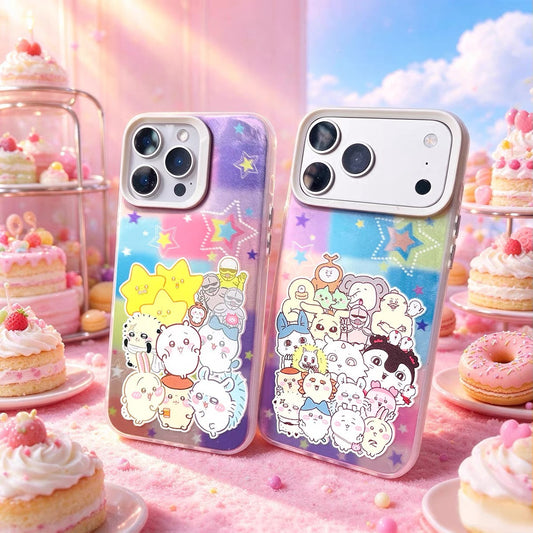 Japanese Cartoon ChiiKawa Group Laser Case | Group Together 2 Styles - iPhone Case 11 12 13 14 15 16 16e 17 17e 18 Pro Promax