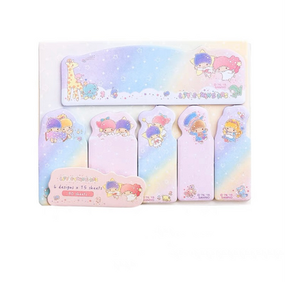 Sanrio Japan Cute Cartoon Pastel Memo Stickers | Hello Kitty Little Twin Stars My Melody Cinnamoroll Pompompurin Gudetama - 90Sheets