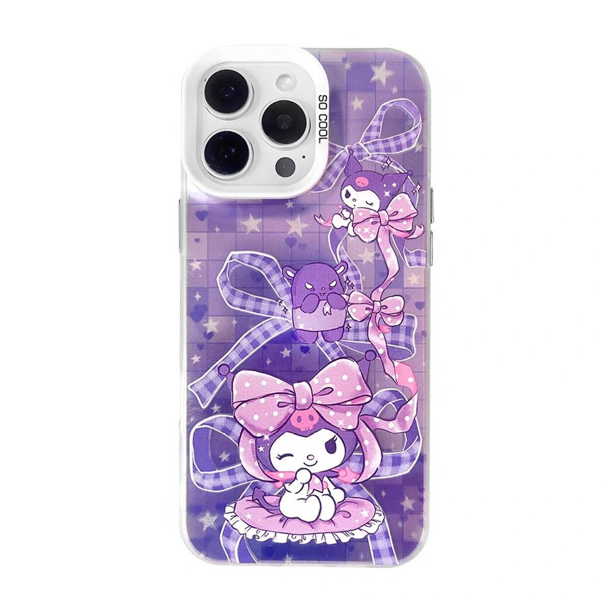 Japanese Cartoon Sanrio Colourful Ribbon Laser Case | Hello Kitty My Melody Kuromi Cinnamoroll Pompompurin Hangyodon 6 Styles - iPhone Case 11 12 13 14 15 16 16e 17 17e 18 Pro Promax