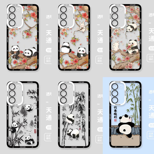 Cute Animal Panda | Chinese Ink Painting Black Version - Phone Case Samsung Galaxy S26 S25 S24 S23 S22 S21 FE Ultra Edge