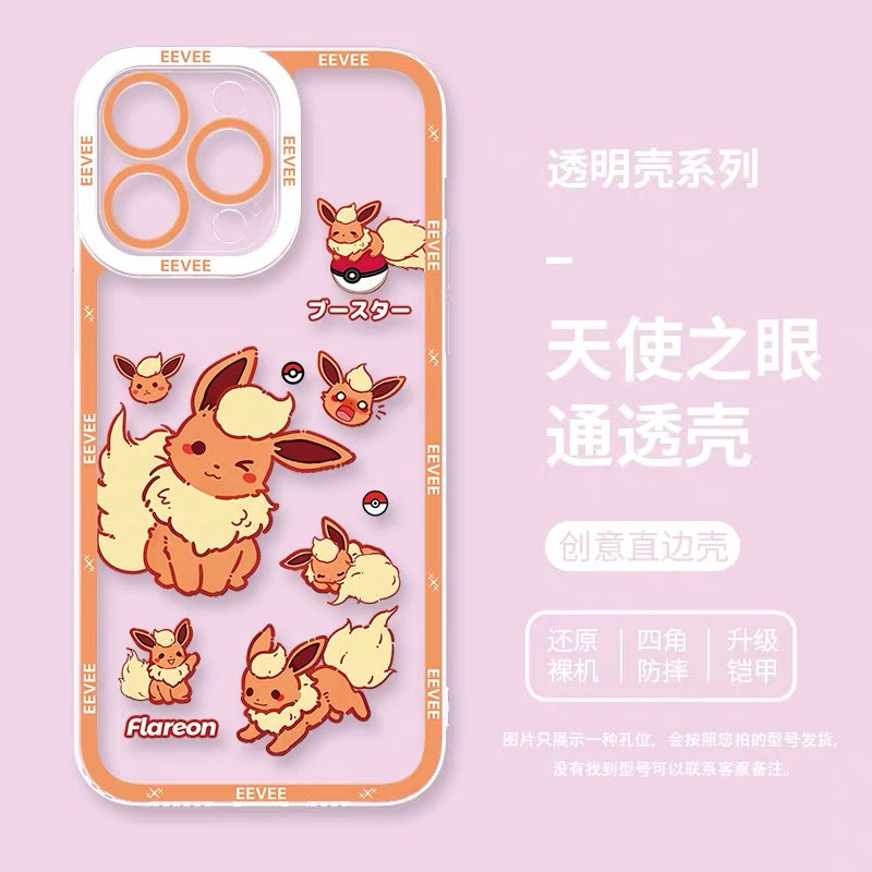 Japanese Cartoon Pokemon Case Eevee Evolution Cute Emo Version | Eevee Vaporeon Jolteon Flareon Espeon Umbreon Leafeon Glaceon Sylveon 9 Styles - iPhone Case PLUS SE2 XS XR X 11 12 13 14 15 16 16e 17 17e Pro Promax 12mini 13mini