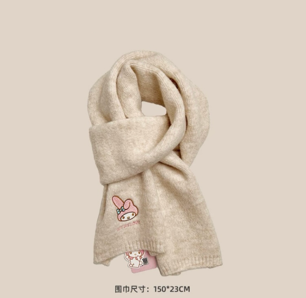 Sanrio Simple Casual Design Warm Scarf | My Melody - Made with Wool Autumn Winter Accessories Fashionable