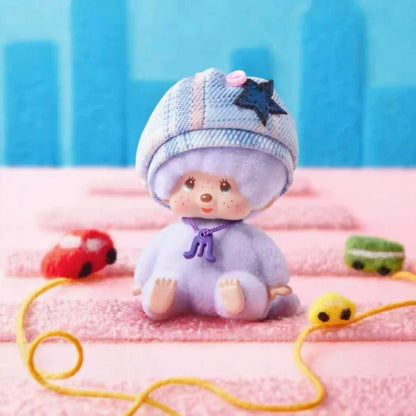 Monchhichi Macarons blind box plush pendant Lavender design with denim star cap