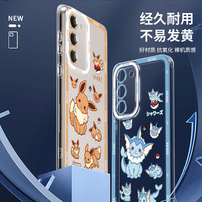 Japanese Cartoon Pokemon Case Eevee Evolution Cute Emo Version | Eevee Vaporeon Jolteon Flareon Espeon Umbreon Leafeon Glaceon Sylveon 9 Styles  - Phone Case Samsung Galaxy S26 S25 S24 S23 S22 S21 FE Ultra Edge