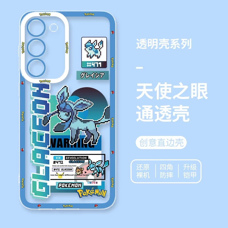 Japan Cartoon Pokemon Game Pixel Evolution Evolve Version | Eevee Vaporeon Jolteon Flareon Espeon Umbreon Leafeon Glaceon Sylveon - Phone Case Samsung Galaxy S26 S25 S24 S23 S22 S21 FE Ultra Edge