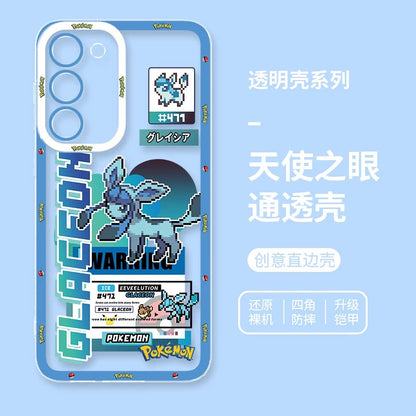 Japan Cartoon Pokemon Game Pixel Evolution Evolve Version | Eevee Vaporeon Jolteon Flareon Espeon Umbreon Leafeon Glaceon Sylveon - Phone Case Samsung Galaxy S26 S25 S24 S23 S22 S21 FE Ultra Edge