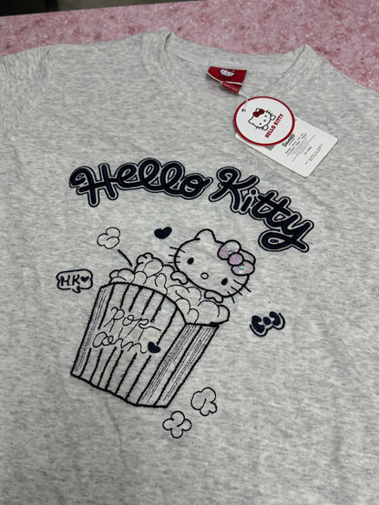 Korean Fashion Cute Cartoon Style T-Shirt Series | Bling Bling Embroidery Popcorn Hello Kitty - Kawaii Fashion Items
