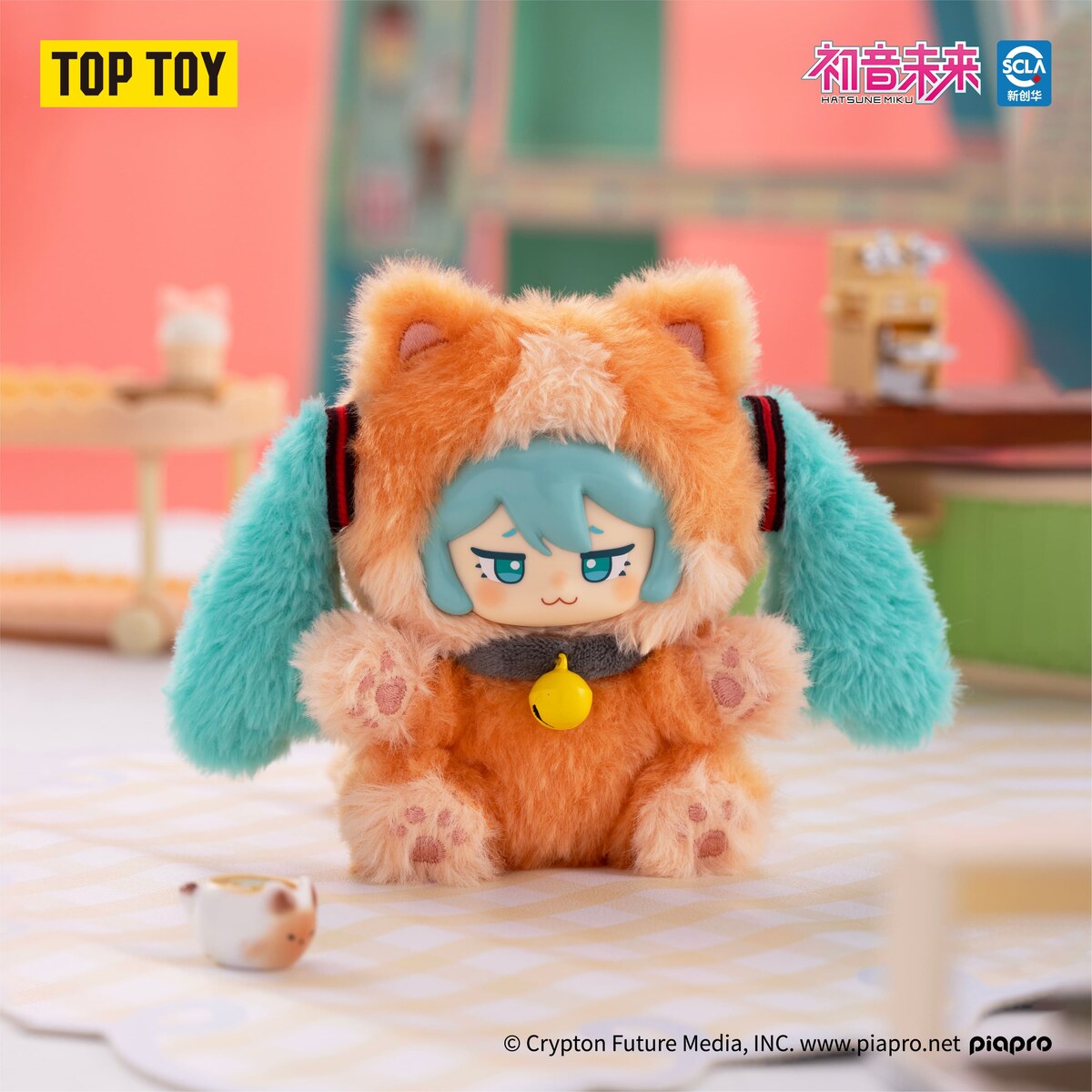 Hatsune Miku Milk Tea Cup Series Orange Tabby Cat plush figure
