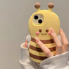 可愛いハチ イエローとブラウン ソフトiPhoneケース 11 12 13 14 15 16 Pro Promax