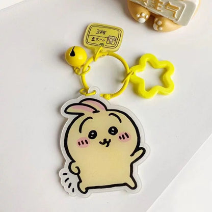 Japanese Cartoon ChiiKawa Acrylic Keychain with Bell | ChiiKawa Hachiware Usagi - Kawaii Item Cute Accessories