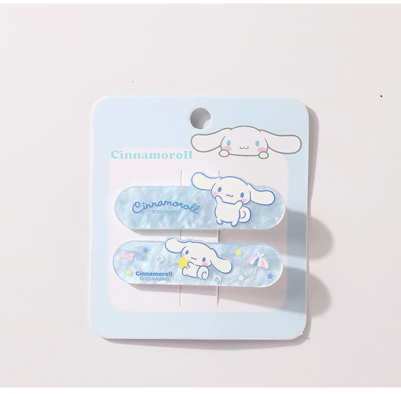 Set of 2 Sanrio Lovely Hair Clip Hello Kitty Kuromi Cinnamoroll Pochacco - Kawaii Accessories