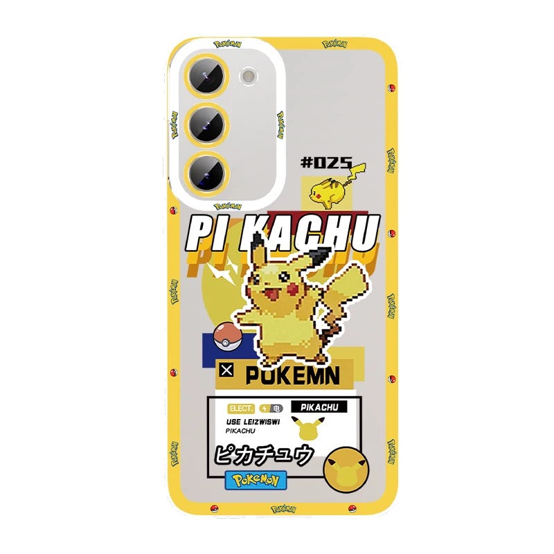 Japan Cartoon Pokemon Game Pixel Version | Bulbasaur Charmander Squirtle Pikachu Eevee Gengar Mew Mewtwo - Phone Case Samsung Galaxy S26 S25 S24 S23 S22 S21 FE Ultra Edge