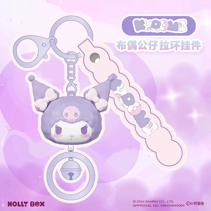 Sanrio Characters Plush Bear Series Keychain with Bell | Hello Kitty My Melody Kuromi Pompompurin Pochacco - Kawaii Item Cute Accessories