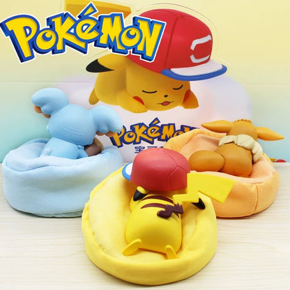 Japan Cartoon Pokemon Casual Time Series Part 1 | Sleeping Pikachu Eevee Bulbasaur Snorlax Jirachi Komala - Figure Kawaii Decoration