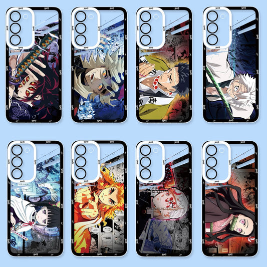 Japanese Anime Kimetsu no Yaiba Demon Slayer Horizontal Version | Kokushibou Tsugikuni Michikatsu Douma Gyoumei Sanemi Kanao Rengoku Uzui Nezuko - Phone Case Samsung Galaxy S26 S25 S24 S23 S22 S21 FE Ultra Edge
