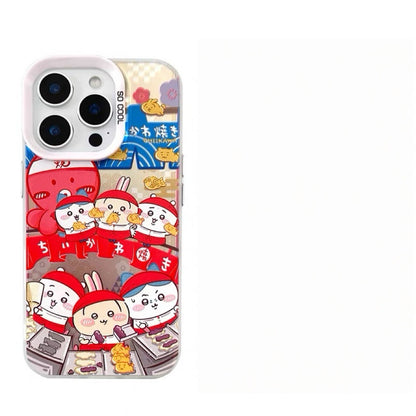 Japanese Cartoon ChiiKawa Takoyaki Octopus Balls Laser Case | Chiikawa Hachiware Usagi & Group - iPhone Case 11 12 13 14 15 16 16e 17 17e Pro Promax