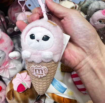 Miniso X Mofusand Ice Cream Series | Mofusand Cat in Ice Cream Cone Plush Doll Keychain - Kawaii items Room Decoration Doll