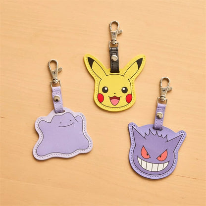 Japan Pokemon Leather Keychain | Pikachu Ditto Genger Key Holder - Kawaii Item Cute Accessories