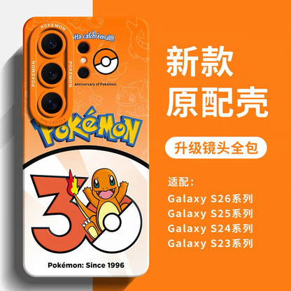 Japanese Cartoon Pokemon Silicone Case Pokemon 30 Anniversary Version Part1 | Bulbasaur Charmander Squirtle Pikachu Psyduck Ditto Slowpoke Gastly 8 Styles - Phone Case Samsung Galaxy S26 S25 S24 S23 FE Ultra Edge
