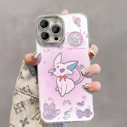 Japanese Cartoon Pokemon Case Eevee Evolution Cute Emo Version | Eevee Vaporeon Jolteon Flareon Espeon Umbreon Leafeon Glaceon Sylveon 9 Styles - iPhone Case PLUS SE2 XS XR X 11 12 13 14 15 16 16e 17 17e Pro Promax 12mini 13mini (副本)