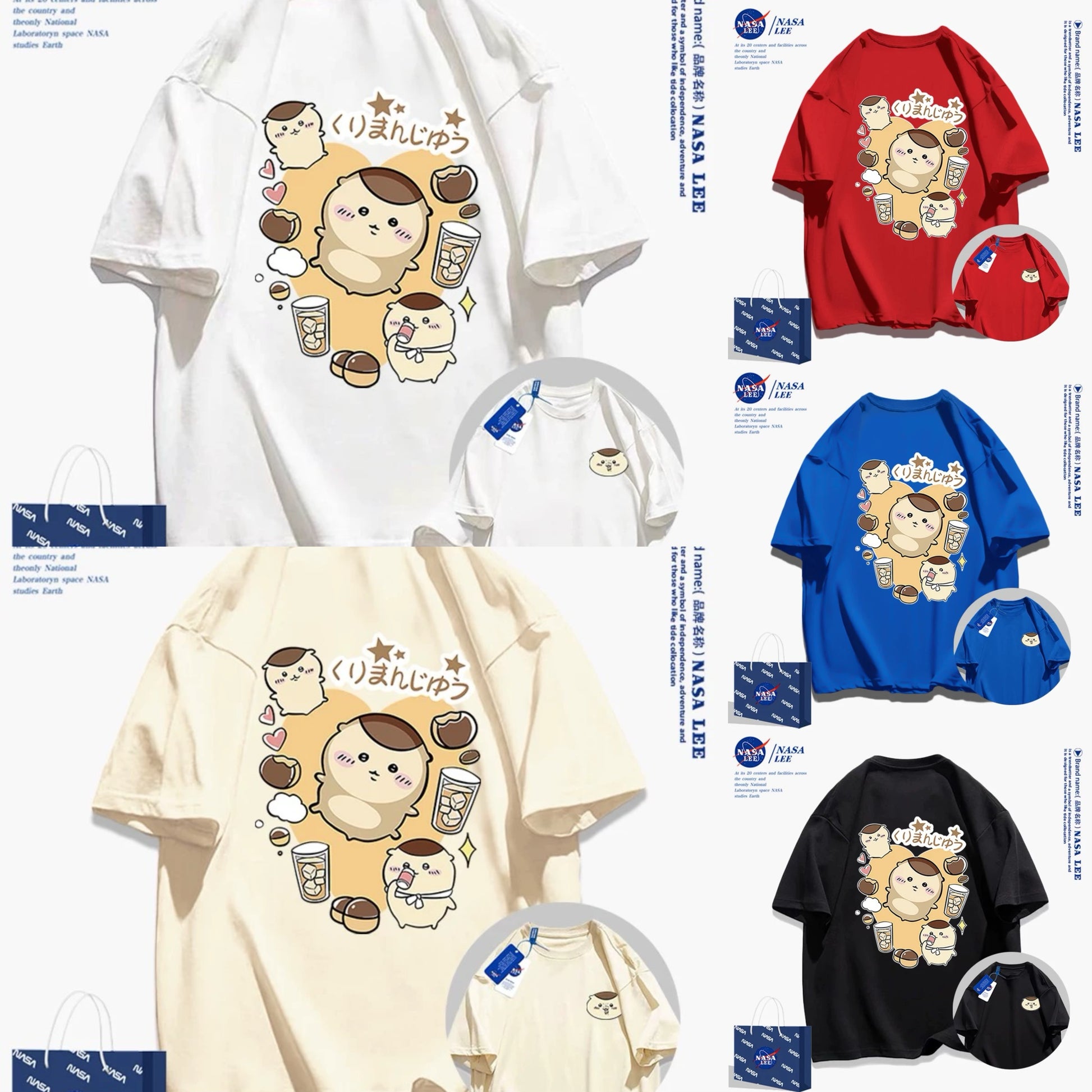 Japanese Cartoon ChiiKawa Casual Style T-Shirt Series | Kurimanju Daily Front & Back - Kawaii Fashion Items