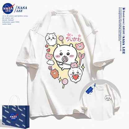 Japanese Cartoon ChiiKawa Casual Style T-Shirt Series | Chiikawa Attack Front & Back - Kawaii Fashion Items