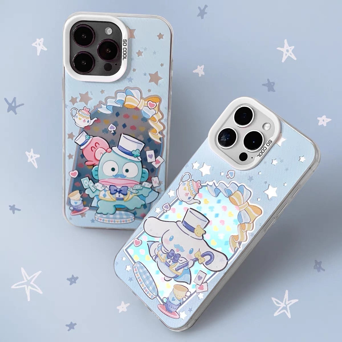 Japanese Cartoon Sanrio Alice In Wonderland Laser Case | Hello Kitty My Melody Kuromi Cinnamoroll Hangyodon Wish Me Mell 6 Styles - iPhone Case 11 12 13 14 15 16 16e 17 17e Pro Promax