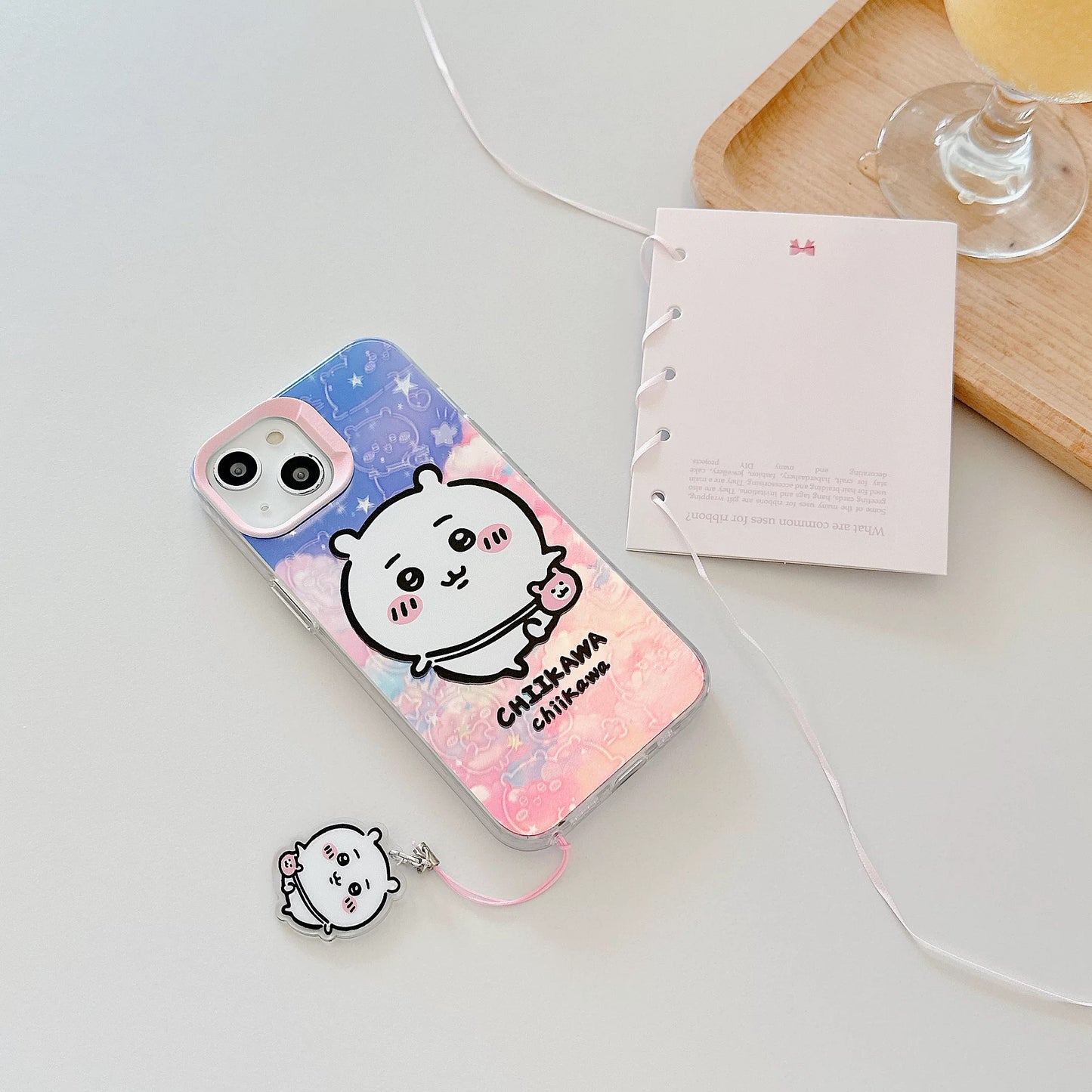 Japanese Cartoon iPhone Case with Strap | Laser Outing ChiiKawa Hachiware Usagi Momonga - iPhone CasePhone Case  7 8 PLUS SE2 XS XR X 11 12 13 14 15 Pro Promax 12mini 13mini