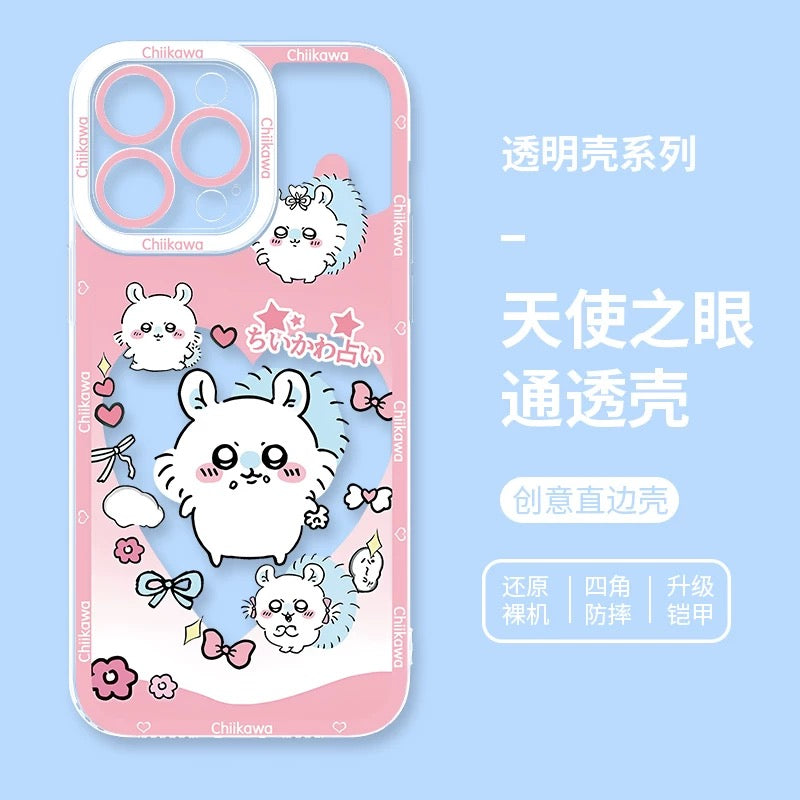 Japanese Cartoon Chiikawa Heart Shape Daily Version | Chiikawa Hachiware Usagi Momonga Kurimanju Rakko - iPhone Case PLUS SE2 XS XR X 11 12 13 14 15 16 16e 17 17e Pro Promax 12mini 13mini