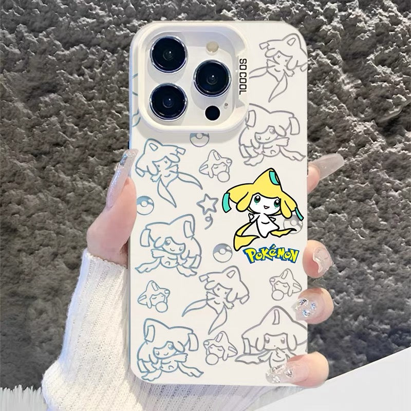Japanese Cartoon Pokemon Matt & Silver Case Part2 | Psyduck Snorlax Gengar Piplup Rowlet Jirachi 6 Styles - Phone Case Samsung Galaxy S26 S25 S24 S23 S22 S21 FE Ultra Edge