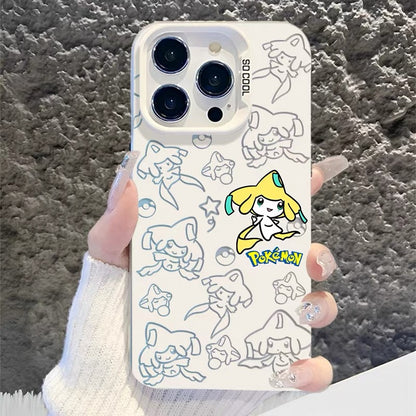 Japanese Cartoon Pokemon Matt & Silver Case Part2 | Psyduck Snorlax Gengar Piplup Rowlet Jirachi 6 Styles - Phone Case Samsung Galaxy S26 S25 S24 S23 S22 S21 FE Ultra Edge