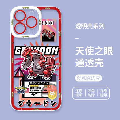 Japan Cartoon Pokemon Game Pixel Version | Ho-Oh Lugia Groudon Kyogre Entei Suicune Raikou Yveltal - iPhone Case PLUS SE2 XS XR X 11 12 13 14 15 16 16e 17 17e Pro Promax 12mini 13mini