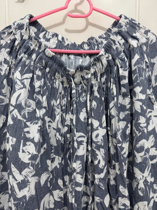 Japanese Fashion Cute Style Mori Series | Blue Lily Pattern Dress - Kawaii Fashion Items