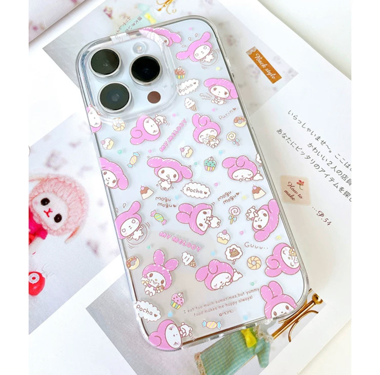 Japanese Cartoon My Melody |  Eating Foods - iPhone Case 12 13 14 15 Pro Promax