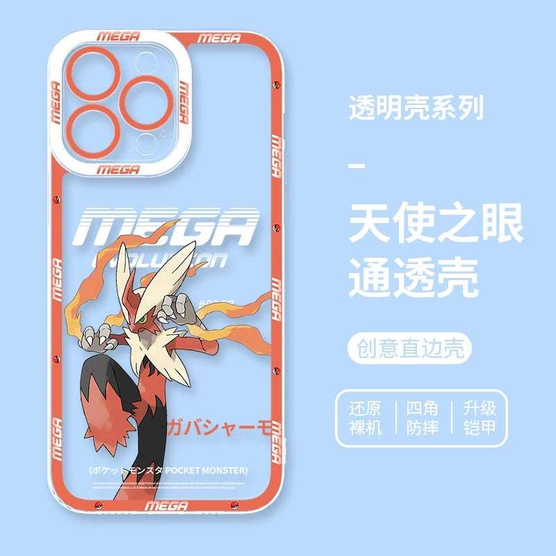 Japan Cartoon Pokemon Mega Evolution | Blaziken - iPhone Case 6 7 8 PLUS SE2 XS XR X 11 12 13 14 15 16 16e Pro Promax 12mini 13mini