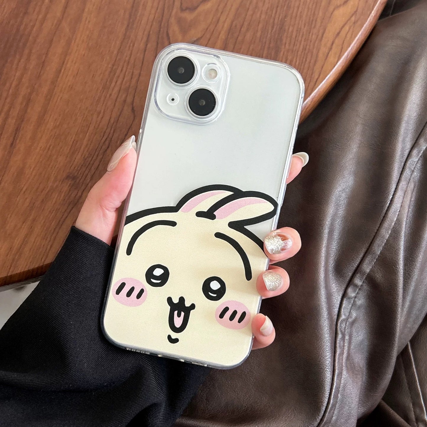 Japanese Cartoon Chiikawa | ChiiKawa Hachiware Usagi Happy Soft Clear Case - iPhone Case 11 12 13 14 15 16 17 ProMax Pro Plus